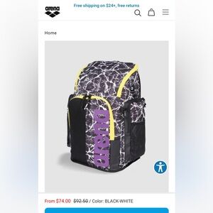 Arena Black and Purple Backpack